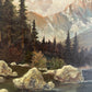 Vintage 1930s Alpine Landscape Oil Painting - 26"x23"