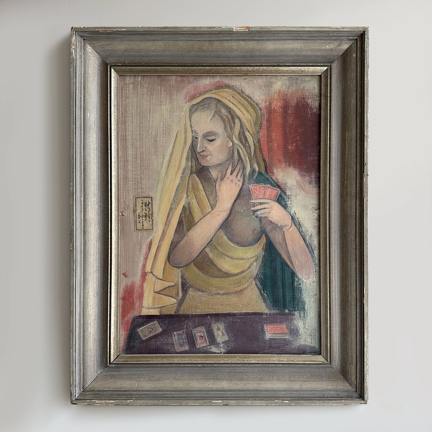 Vintage 1949 German Double-Sided Oil Painting - 19.5"x25"