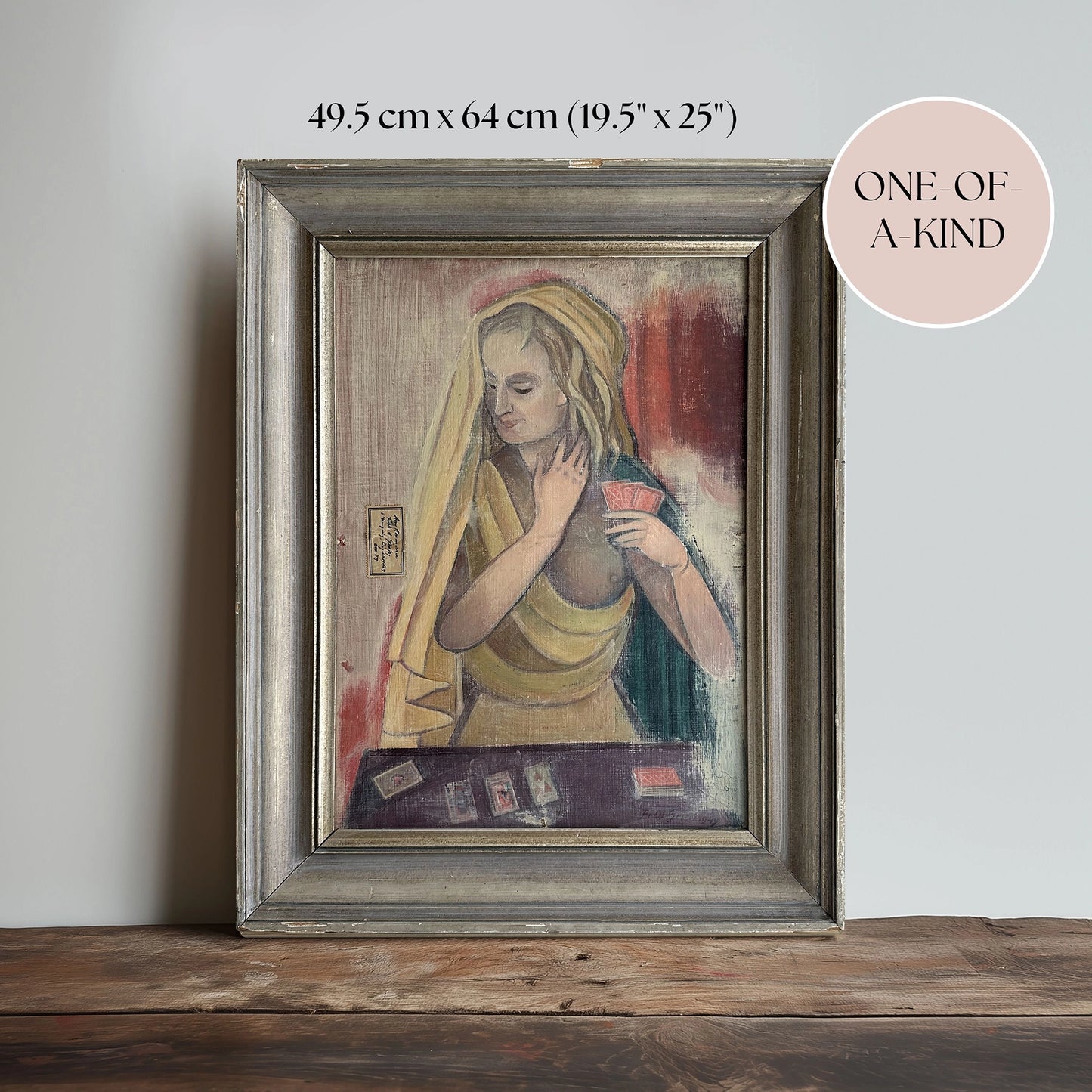 Vintage 1949 German Double-Sided Oil Painting - 19.5"x25"