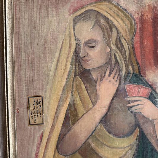 Vintage 1949 German Double-Sided Oil Painting - 19.5"x25"