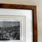 Vintage 1843 Historic Town Steel Engraving Print - 13.4"x11"