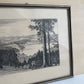 Vintage 1930s German Lakeview Etching Print – 18"x15"