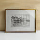 Vintage 1910s Swiss Lakeside Village Steel Engraving Print - 15" x 11"