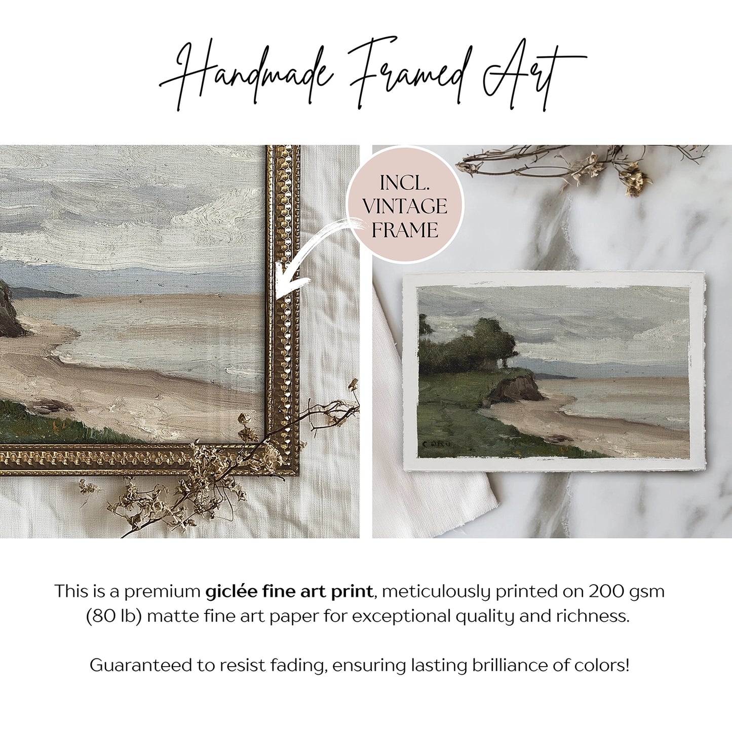 Mini Framed Giclée Art Print "Coastal Calm" 8"x6" - MADE TO ORDER