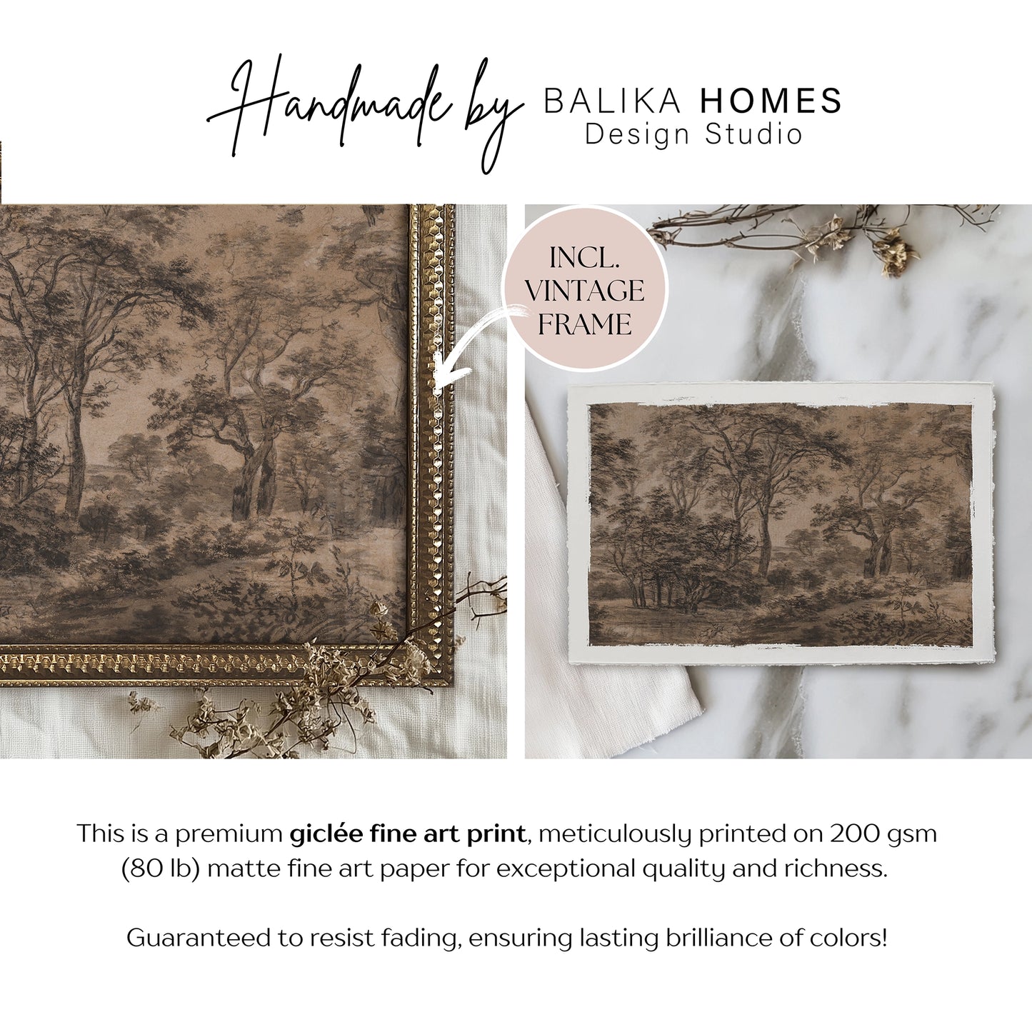 Mini Framed Giclée Art Print "Woodland" 8"x6" - MADE TO ORDER