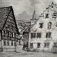 Vintage 1940s Historic Town Etching Print - 13.4"x11.6"