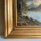 Vintage 1952 German Alpine Lake Oil Painting – 16" x 19"
