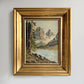 Vintage 1952 German Alpine Lake Oil Painting – 16" x 19"