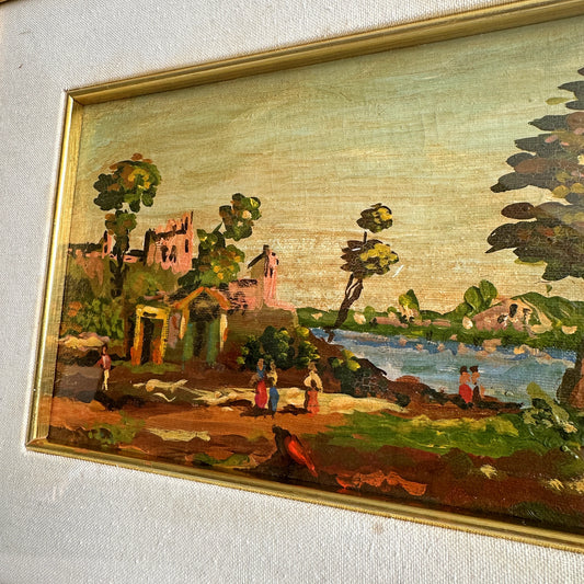 Vintage 1945 French Landscape Oil Painting – 16.5" x 12.6"