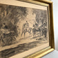 Vintage 1910s Equestrian Horse Charcoal Drawing - 30.3"x27"