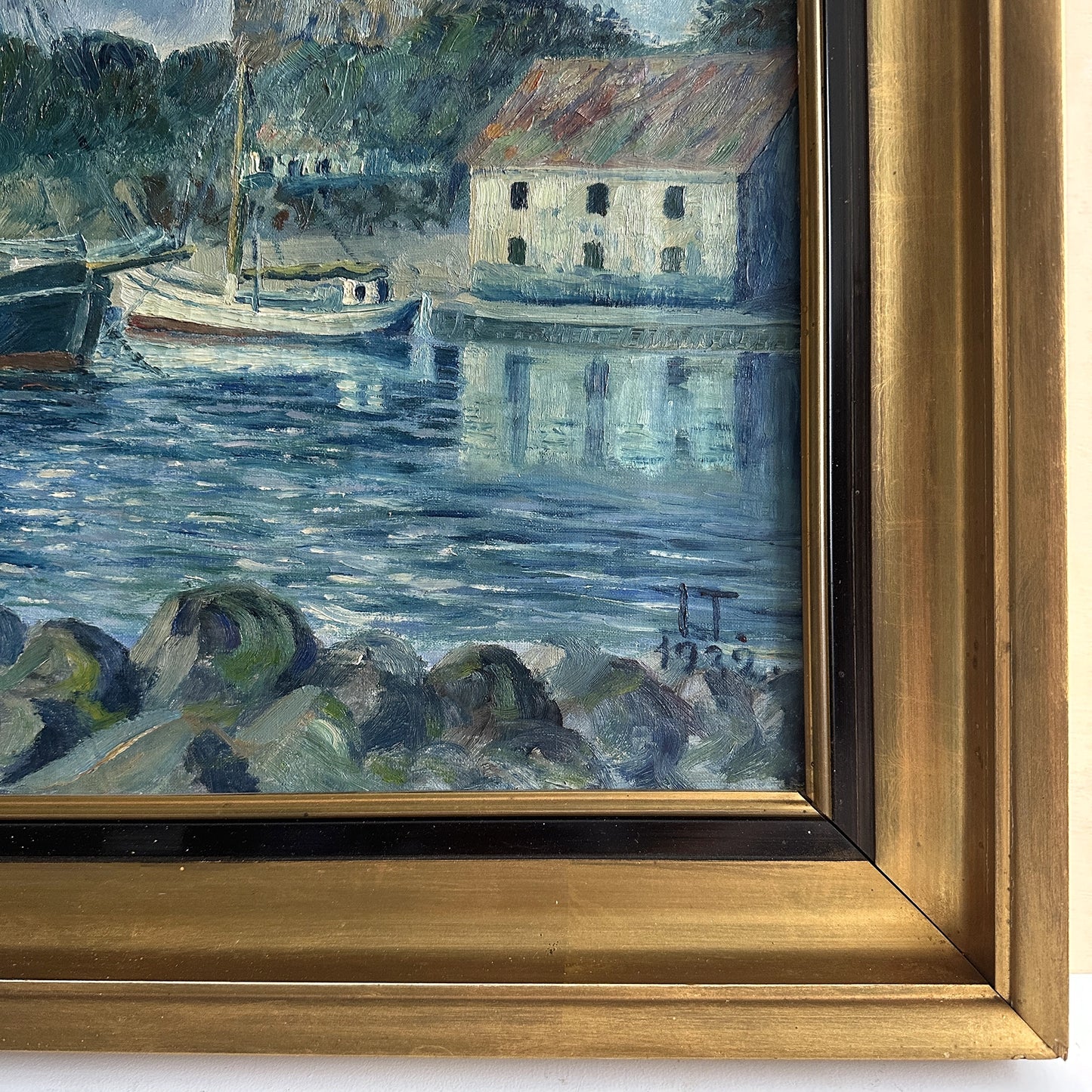 Vintage 1932 Swedish Coastal Oil Painting - 30"x24"