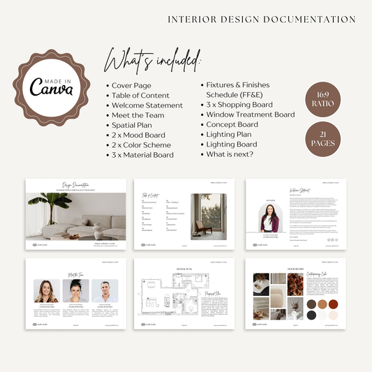 INTERIOR DESIGN PRESENTATION 🌟 Design Documentation 🌟 Canva Template
