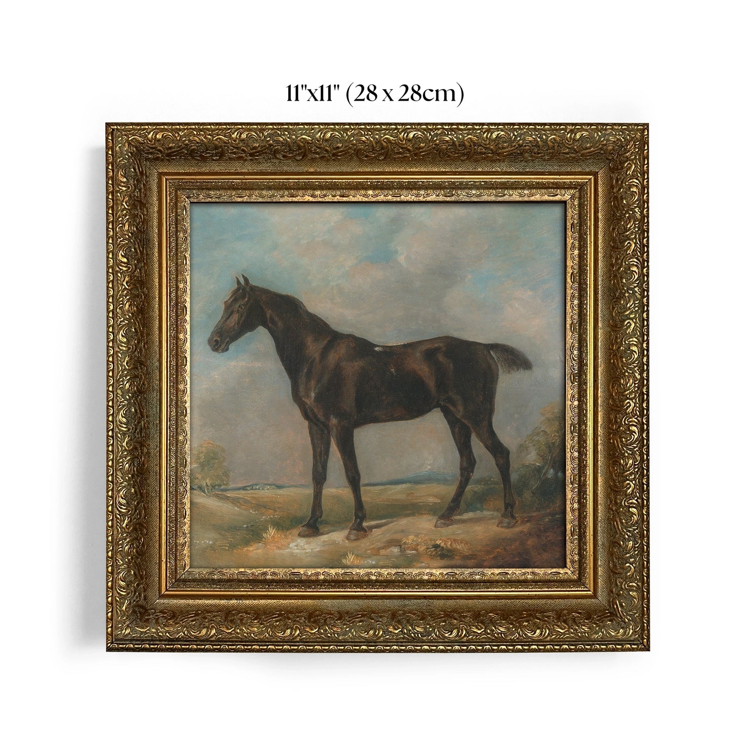 Framed Giclée Art Print "The Dark Racer Horse" 11” x 11” - MADE TO ORDER