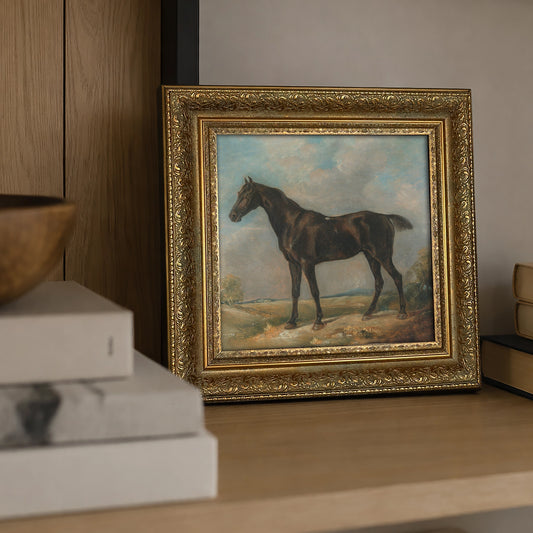 Framed Giclée Art Print "The Dark Racer Horse" 11” x 11” - MADE TO ORDER