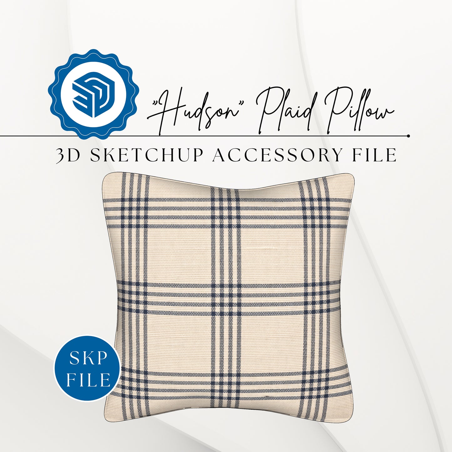 "HUDSON" PLAID PILLOW - 3D SKETCHUP FILE (.skp)