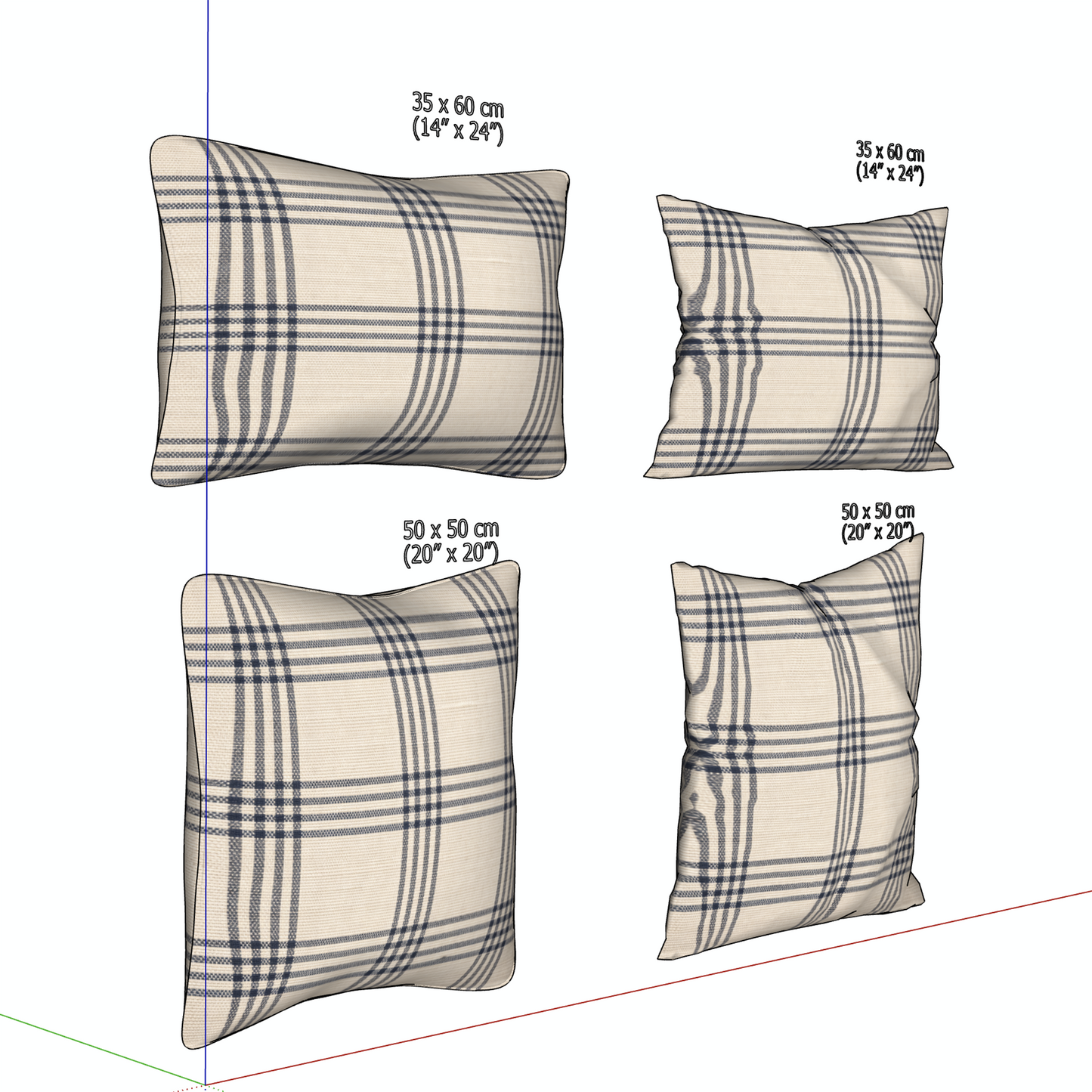 "HUDSON" PLAID PILLOW - 3D SKETCHUP FILE (.skp)