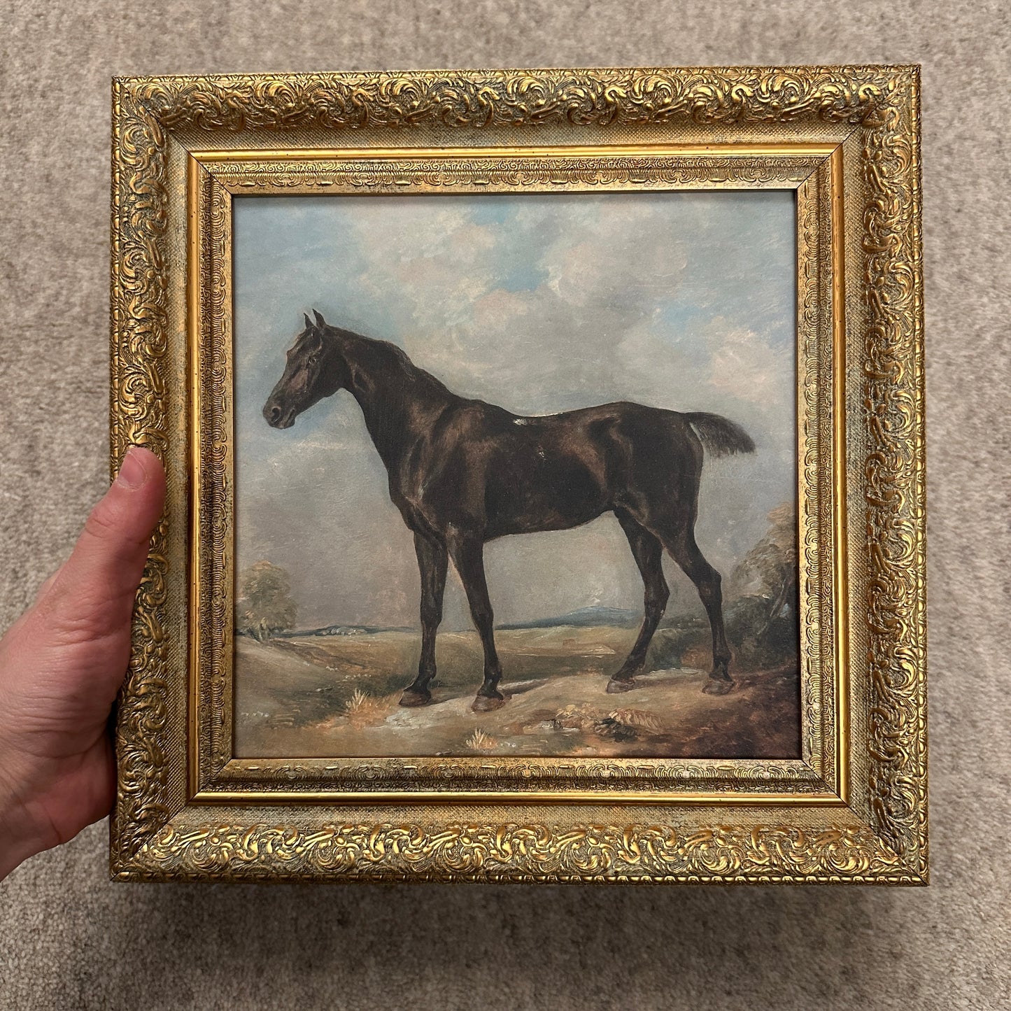 Framed Giclée Art Print "The Dark Racer Horse" 11” x 11” - MADE TO ORDER