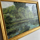 Vintage 1987 European Forrest Lake Oil Painting - 31.1"×23.2"