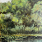 Vintage 1987 European Forrest Lake Oil Painting - 31.1"×23.2"