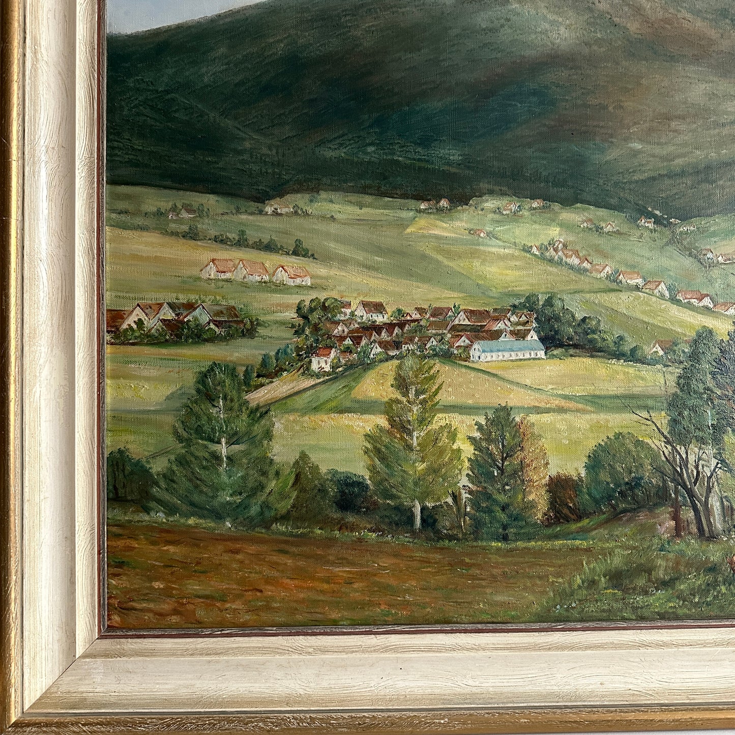 Vintage 1962 German Landscape Oil Painting - 34”x26”