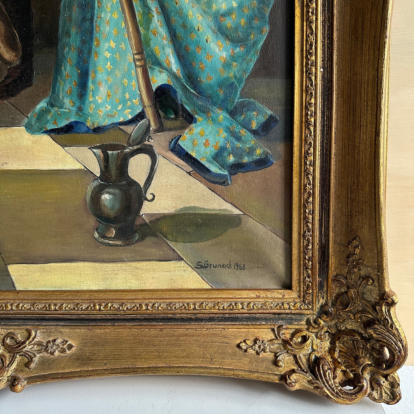 Vintage 1968 Renaissance-Style Musicians Oil Painting - 24.8" x 29"