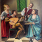 Vintage 1968 Renaissance-Style Musicians Oil Painting - 24.8" x 29"