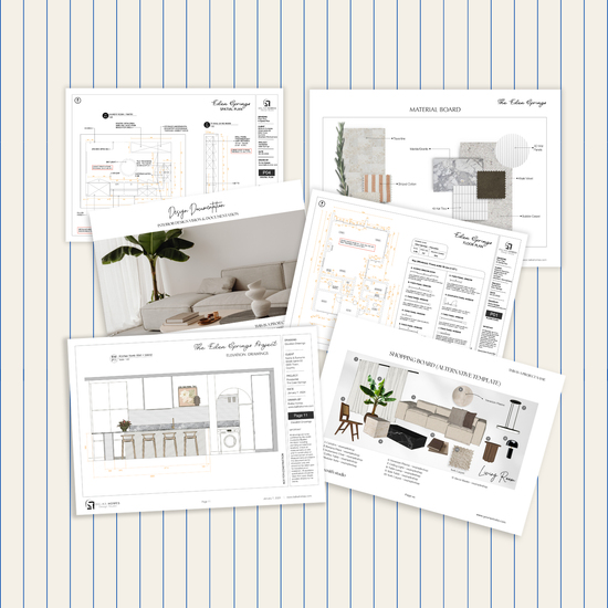 Interior design documentation and technical drawing service – includes floorplans, lighting plans, spatial layouts, mood boards, shopping lists, and elevation drawings for clients and builders