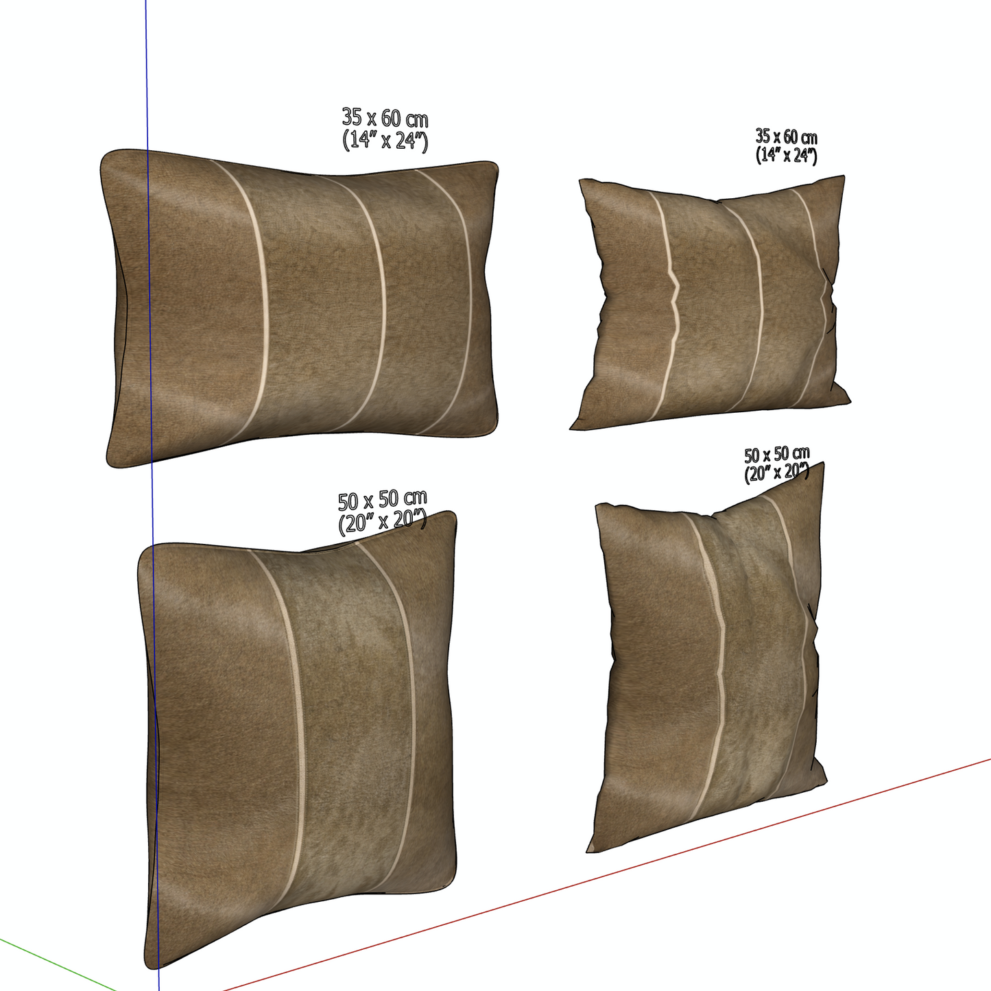 "KANO" COWHIDE PILLOW - 3D SKETCHUP FILE (.skp)