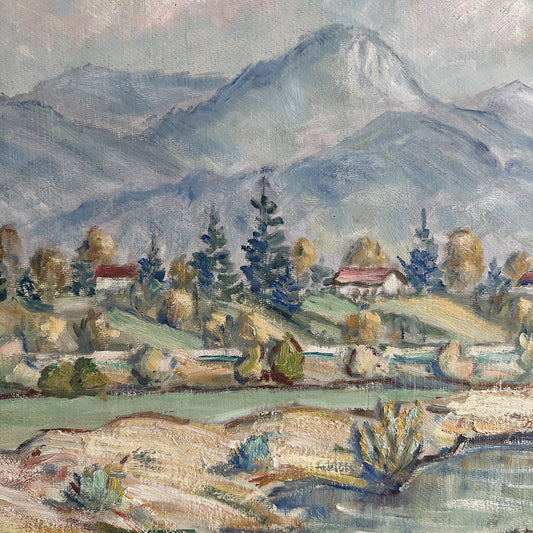 Vintage 1967 Allgäu Landscape Oil Painting - 23"x19.3"