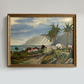 Vintage 1919 Mediterranean Landscape Oil Painting - 17.3"×13.4"