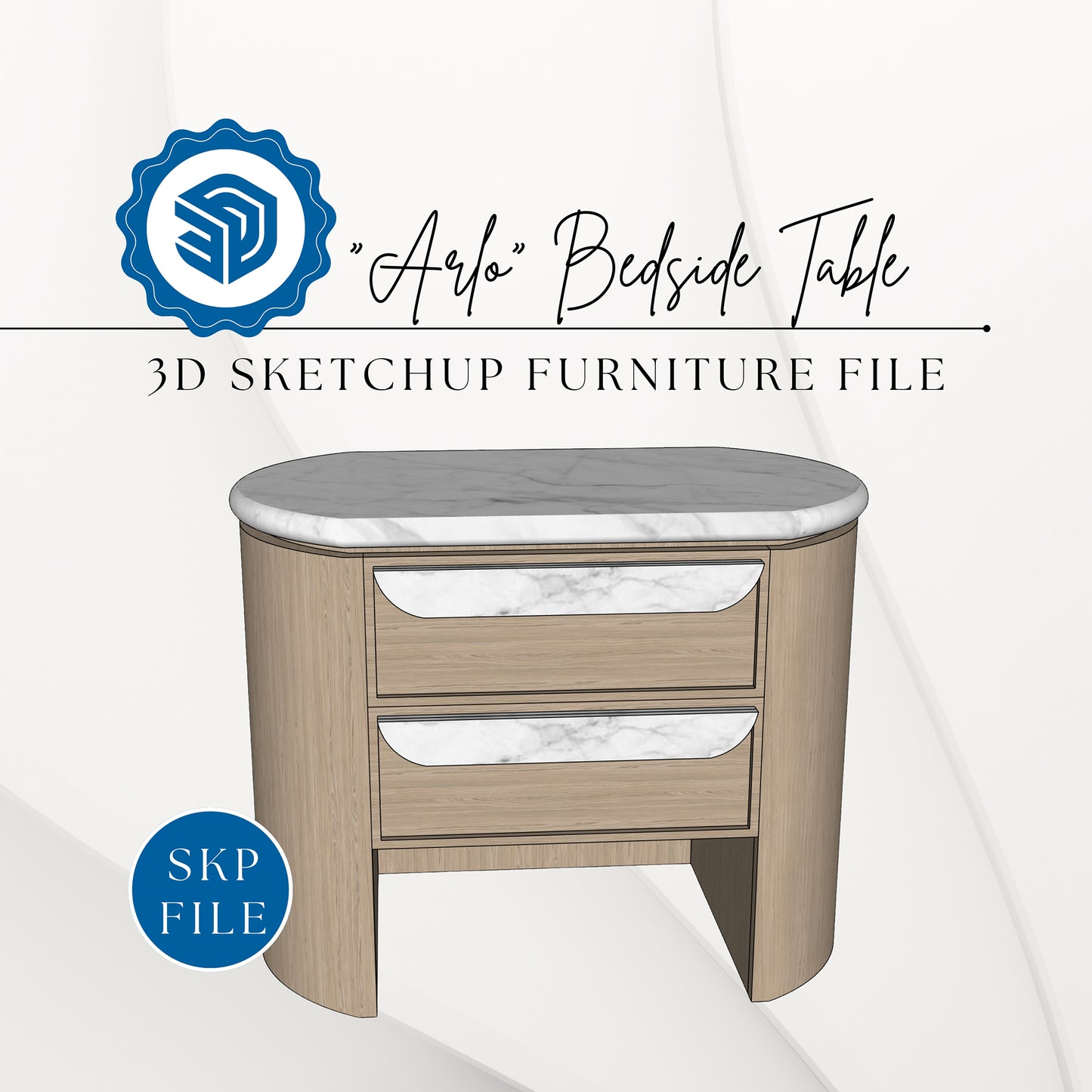 "ARLO" CURVED BEDSIDE TABLE - 3D SKETCHUP FILE (.skp)