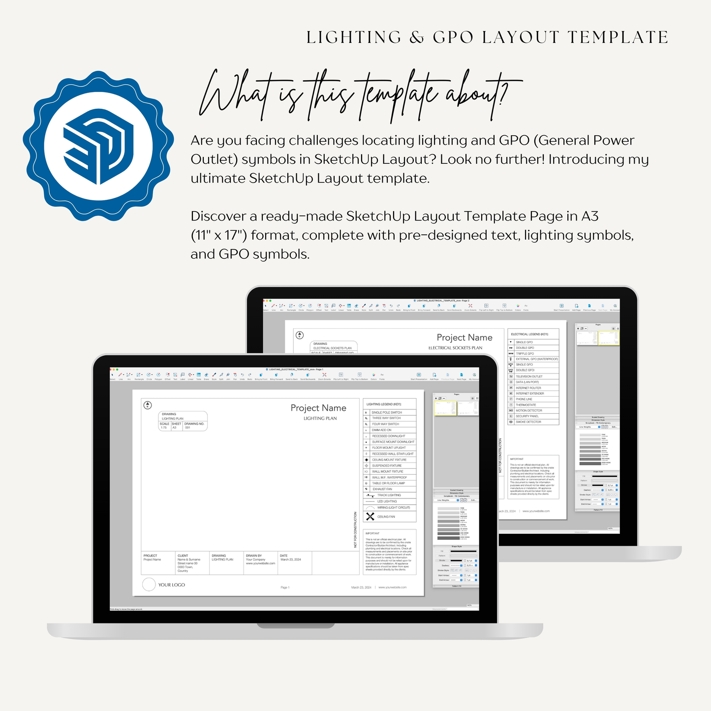LIGHTING & GPO TEMPLATE 🌟 SketchUp LayOut Template
