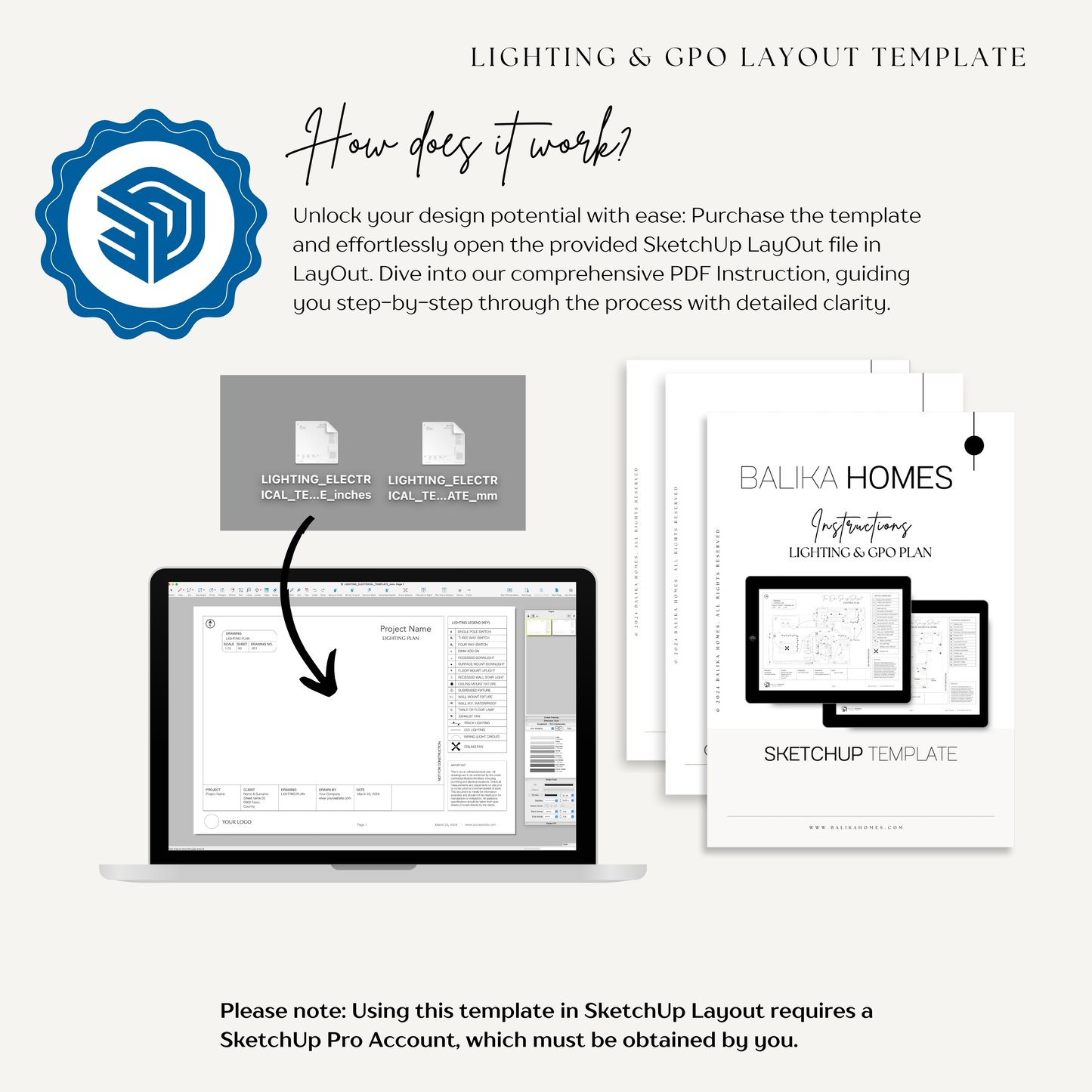 LIGHTING & GPO TEMPLATE 🌟 SketchUp LayOut Template