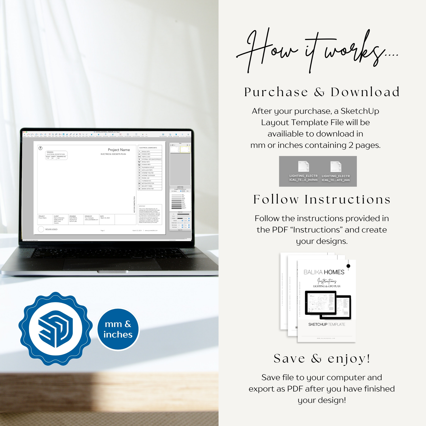 LIGHTING & GPO TEMPLATE 🌟 SketchUp LayOut Template
