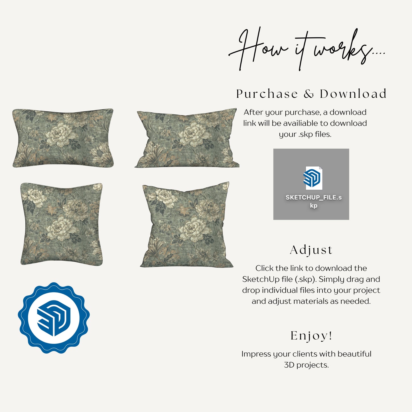 "WILLOW" JAQUARD PILLOW - 3D SKETCHUP FILE (.skp)