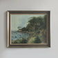 Vintage 1940s Coastal Landscape Mixed Medium Painting - 18" x 15.4"